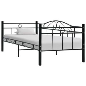 vidaXL Cadru pat de zi, negru, 90x200 cm, metal imagine