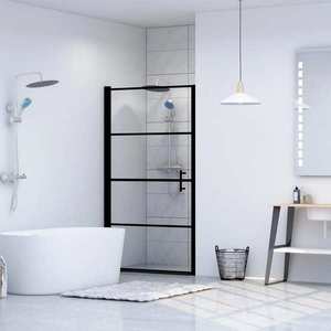 vidaXL Ușă de duș, negru, 100 x 178 cm, sticlă securizată imagine
