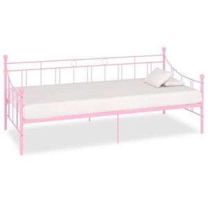 vidaXL Cadru de pat, roz, 90 x 200 cm, metal imagine