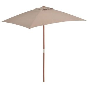 vidaXL Umbrelă de soare, exterior, stâlp lemn, 150x200 cm, gri taupe imagine