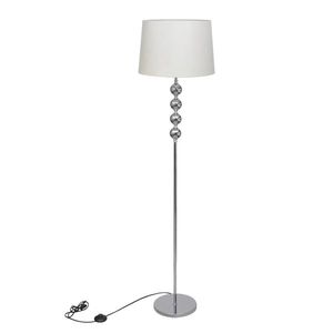 Lampă de podea cu abajur, suport înalt, 4 bile decorative, alb imagine