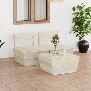 vidaXL Set mobilier grădină din paleți, 3 piese, lemn de molid tratat imagine