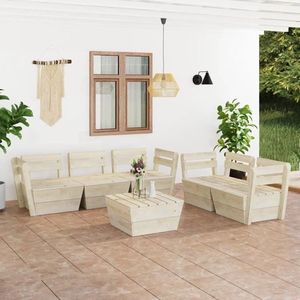 vidaXL Set mobilier grădină din paleți, 6 piese, lemn de molid tratat imagine