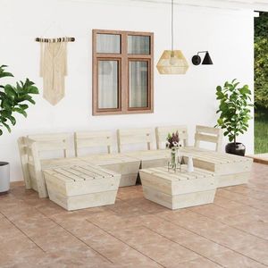 vidaXL Set mobilier grădină din paleți, 7 piese, lemn de molid tratat imagine
