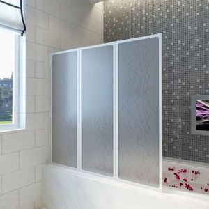 vidaXL Paravan cadă duș, 141x132 cm, 3 panouri, pliabil imagine