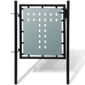 vidaXL Poartă de gard cu o ușă, negru, 100x125 cm imagine