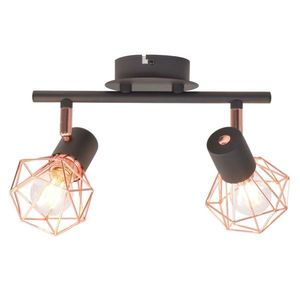 vidaXL Lampă de plafon cu 2 spoturi E14, negru și bronz imagine