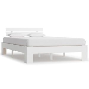 vidaXL Cadru de pat, alb, 140 x 200 cm, lemn masiv de pin imagine