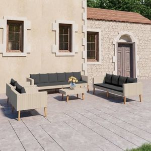 vidaXL Set mobilier de grădină cu perne, 5 piese, bej, poliratan imagine