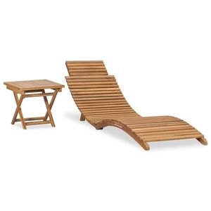 vidaXL Șezlong de soare pliabil cu masă, lemn masiv de tec imagine