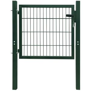 vidaXL Poartă de gard, verde, 105x150 cm, oțel imagine