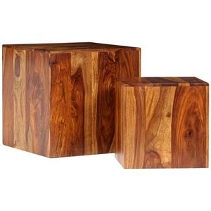 vidaXL Set masă de cafea, 2 piese, lemn masiv de sheesham, 40x40x40 cm imagine