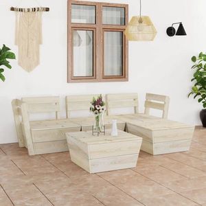 vidaXL Set mobilier de grădină paleți, 5 piese, lemn de molid tratat imagine