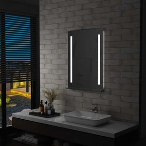 vidaXL Oglindă cu LED de perete pentru baie cu raft, 60 x 80 cm imagine