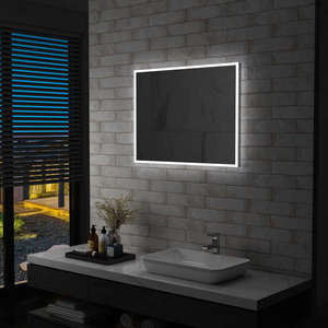 vidaXL Oglindă cu LED de perete pentru baie, 80 x 60 cm imagine