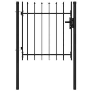Poarta de gard cu o usa, varf ascutit, negru, 1 x 1 m, otel imagine