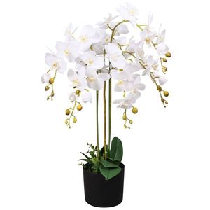 vidaXL Plantă artificială orhidee cu ghiveci, 75 cm, alb imagine