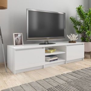 vidaXL Comodă TV, alb extralucios, 140 x 40 x 35, 5 cm, PAL imagine