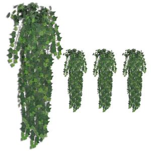 vidaXL Tufișuri de iederă artificială, 4 buc., verde, 90 cm imagine
