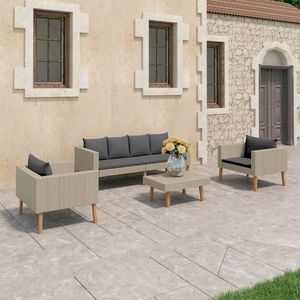 vidaXL Set mobilier de grădină cu perne, 4 piese, bej, poliratan imagine