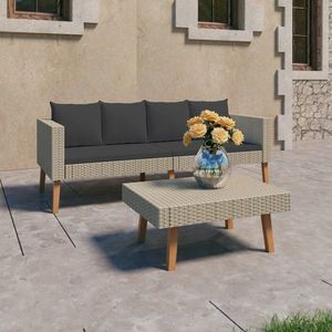 vidaXL Set mobilier de grădină cu perne, 2 piese, bej, poliratan imagine