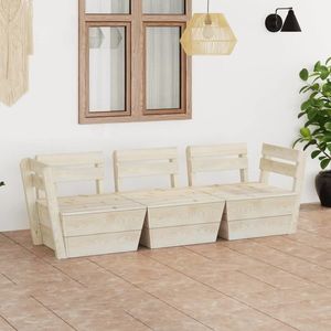 vidaXL Canapea de grădină din paleți cu 3 locuri lemn de molid tratat imagine