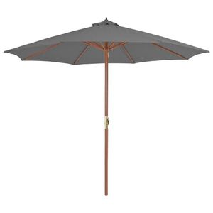 vidaXL Umbrelă de soare de exterior, stâlp din lemn, 300 cm, antracit imagine