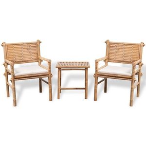 vidaXL Set mobilier bistro cu perne, 3 piese, bambus imagine