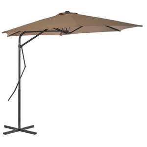 vidaXL Umbrelă de soare de exterior, stâlp din oțel, gri taupe, 300 cm imagine