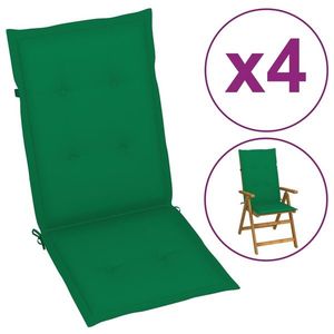vidaXL Perne scaun cu spătar înalt, 4 buc., verde, 120x50x3 cm, textil imagine