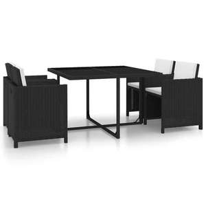 vidaXL Set mobilier de exterior cu perne, 5 piese, negru, poliratan imagine
