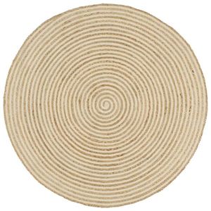 vidaXL Covor lucrat manual cu model spiralat, alb, 90 cm, iută imagine