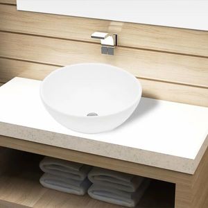 Bazin chiuvetă de baie din ceramică, rotund, alb imagine