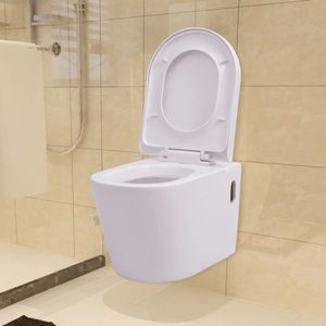vidaXL Vas toaletă cu montare pe perete, ceramică, alb imagine