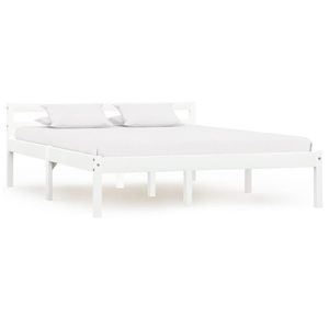 vidaXL Cadru de pat, alb, 140 x 200 cm, lemn masiv de pin imagine