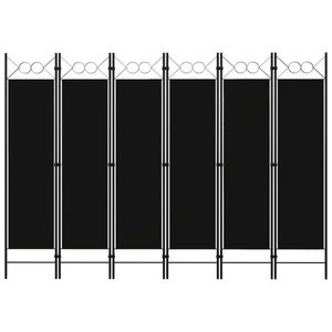 vidaXL Paravan de cameră cu 6 panouri, negru, 240 x 180 cm imagine