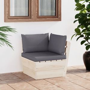 vidaXL Canapea de grădină din paleți, colțar, cu perne, lemn molid imagine