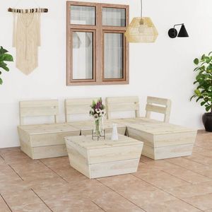 vidaXL Set mobilier paleți pentru grădină 5 piese lemn molid tratat imagine