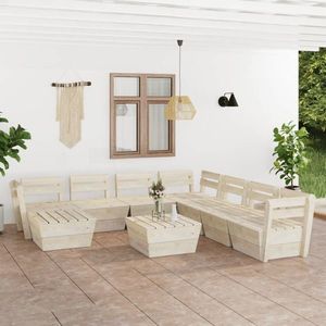 vidaXL Set mobilier de grădină, 9 piese, lemn de molid tratat imagine