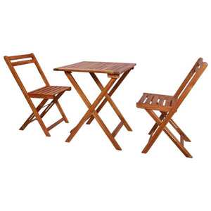 Set mobilier bistro pliabil, 3 piese, lemn masiv de acacia imagine