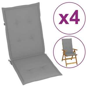 vidaXL Perne scaun cu spătar înalt, 4 buc., gri, 120x50x3 cm, textil imagine