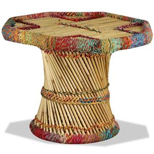 vidaXL Măsuță de cafea, bambus, cu detalii chindi, multicolor imagine