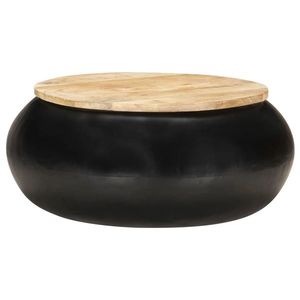 vidaXL Măsuță de cafea, negru, 68 x 68 x 30 cm, lemn masiv de mango imagine