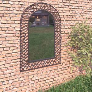 vidaXL Oglindă de perete de grădină, negru, 50 x 80 cm, arcuită imagine
