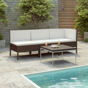 vidaXL Set mobilier relaxare grădină cu perne 3 piese maro poliratan imagine