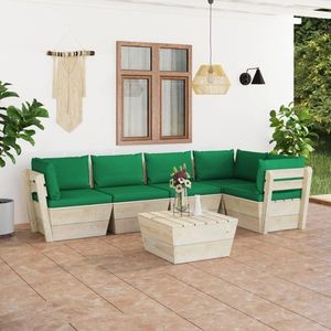 vidaXL Set mobilier grădină din paleți cu perne, 6 piese, lemn molid imagine