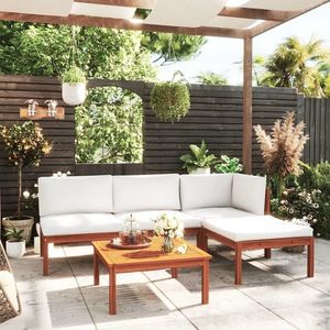 vidaXL Set mobilier grădină 5 piese cu perne crem lemn masiv de acacia imagine