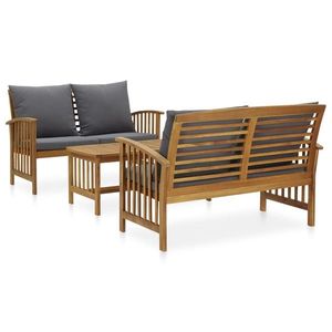 vidaXL Set mobilier de grădină cu perne, 3 piese, lemn masiv de acacia imagine