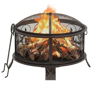 vidaXL Vatră de foc rustică, cu vătrai, 67, 5 cm, oțel, XXL imagine