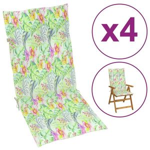 vidaXL Perne scaun spătar înalt model frunze 4 buc. 120x50x3 cm textil imagine